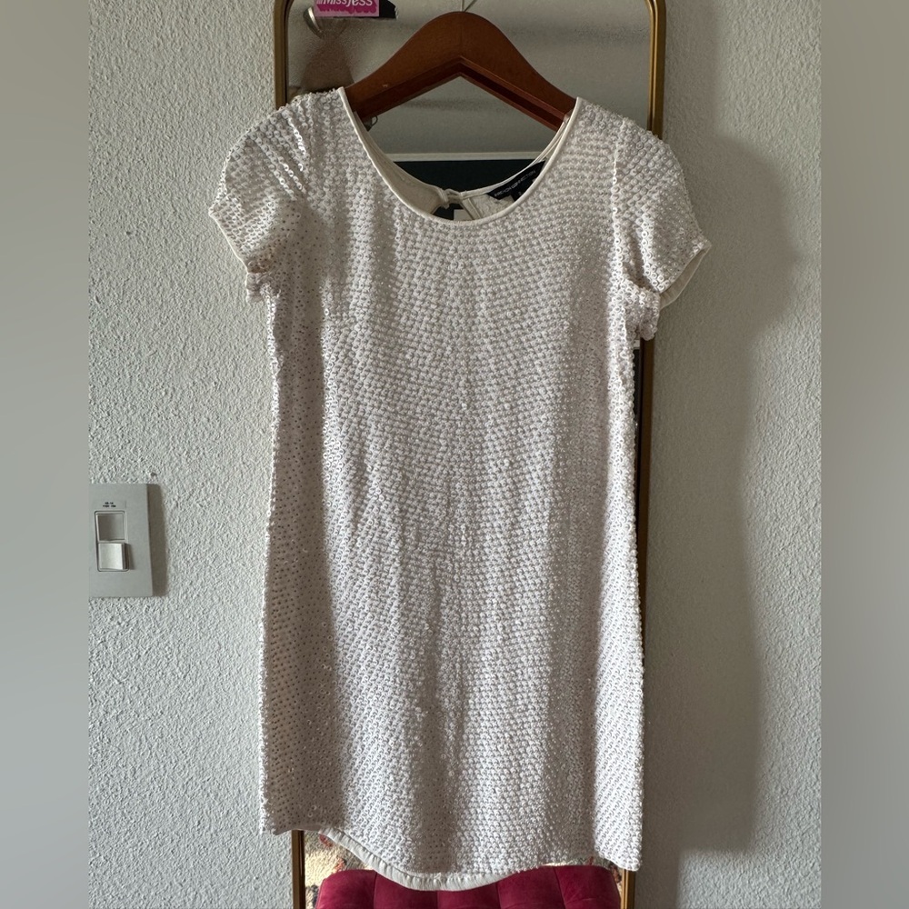 French Connection Sequin Cream Mini Dress
